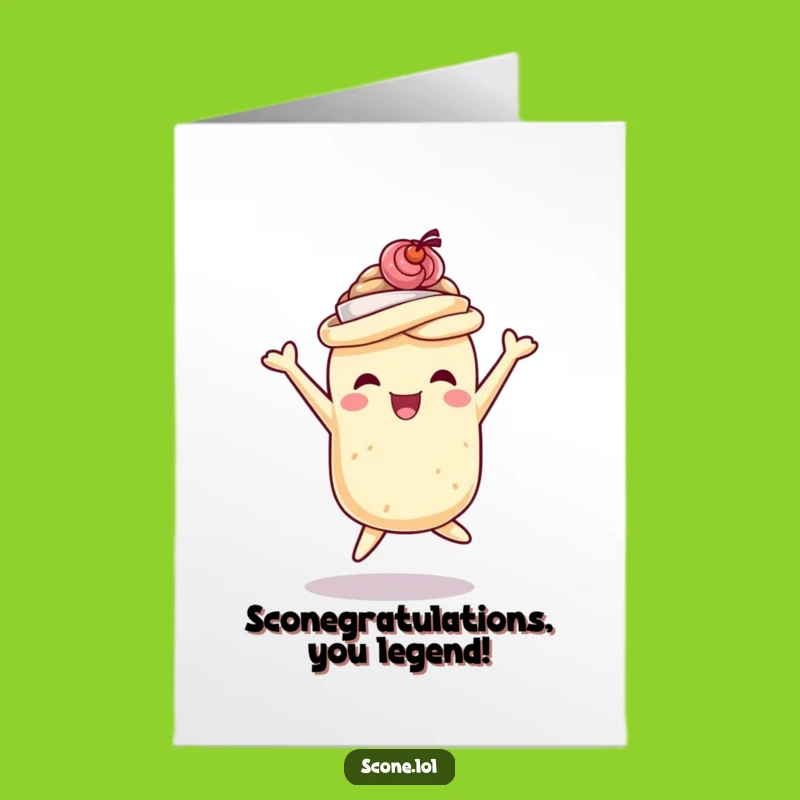 Free Printable Congrats Scone Card: Teacup Hat Jumps Funny Downloadable Gift