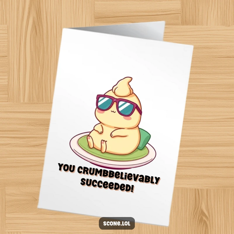 Funny Free Printable Satay Congratulations Card: Laid-back satay character rocking sunglasses, celebrating success with style.
