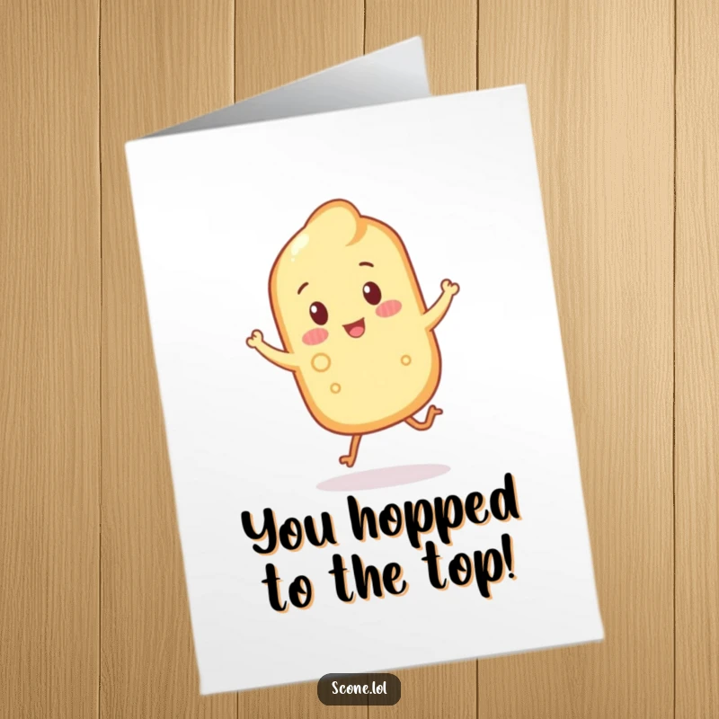 Funny Free Printable Congratulations Card: A scone mid-hop with crumbly legs, radiating pure, unadulterated joy.