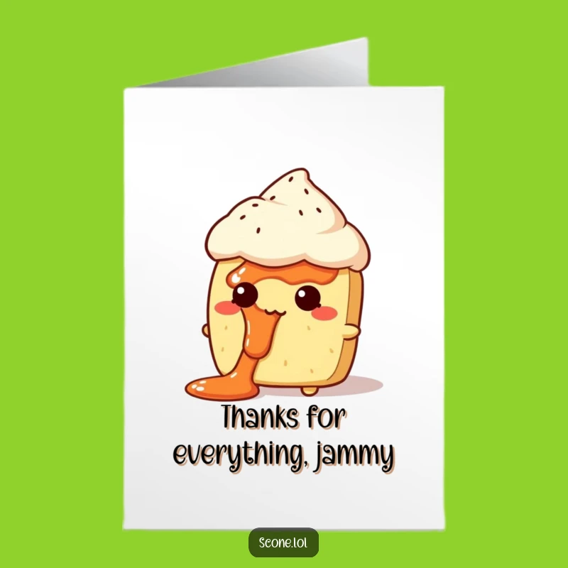 Free Printable Jam Face Scone Card: Funny Thank You Downloadable Gift