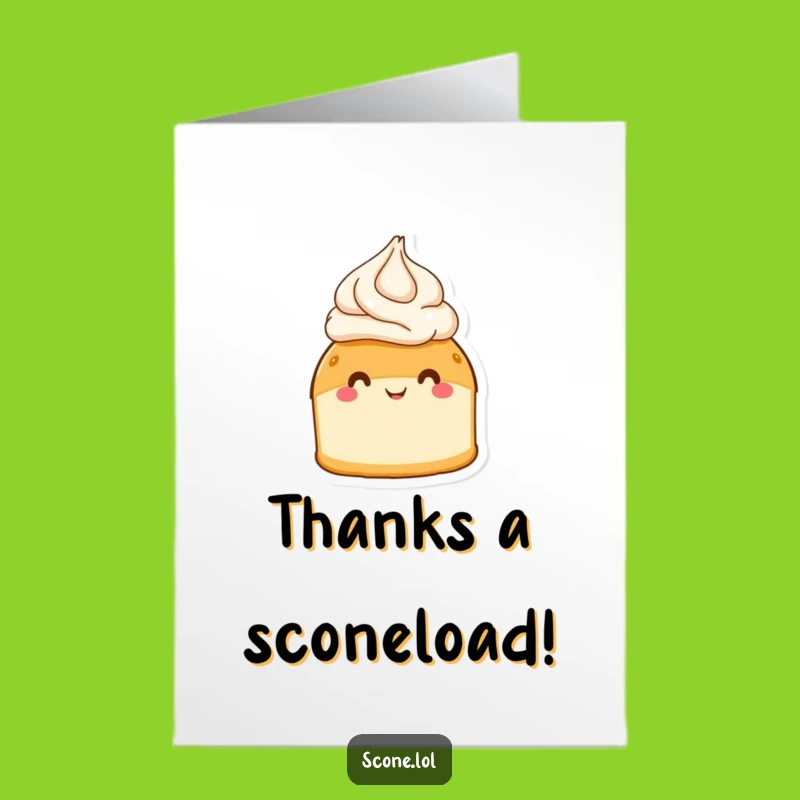 Free Printable Thank You Card: Amusing Scone with Cream Hat - Funny Downloadable