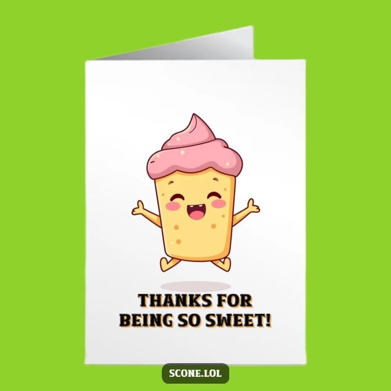 Free Printable Thank You Card: Delighted Scone Jumping Funny Downloadable Gift Greeting Card