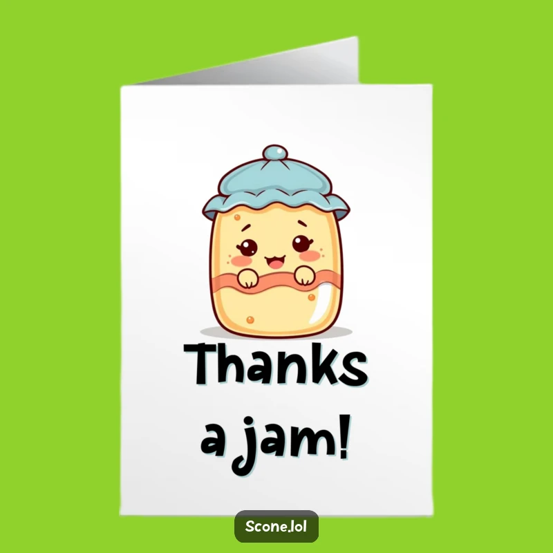Scone Jam Jar Face Free Printable Thank You Card - Humorous Downloadable