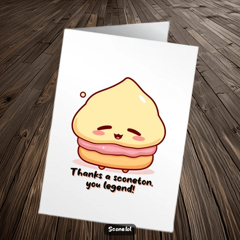 Funny Free Printable Thank You Card featuring a contented scone character sighing, a delightful expression of thanks.