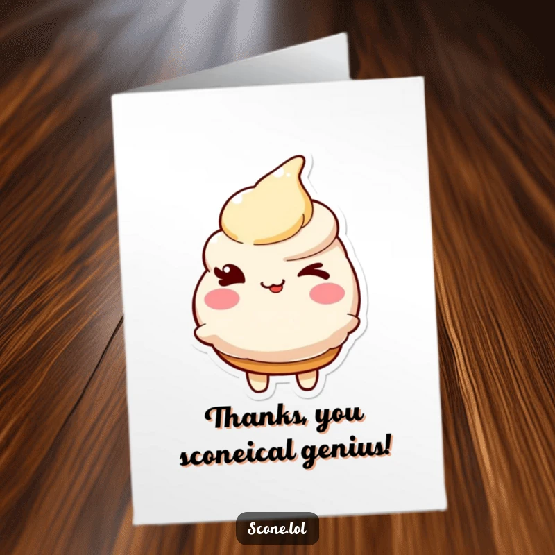 Funny Free Printable Thank You Card: A scone character shares a friendly, conspiratorial wink.