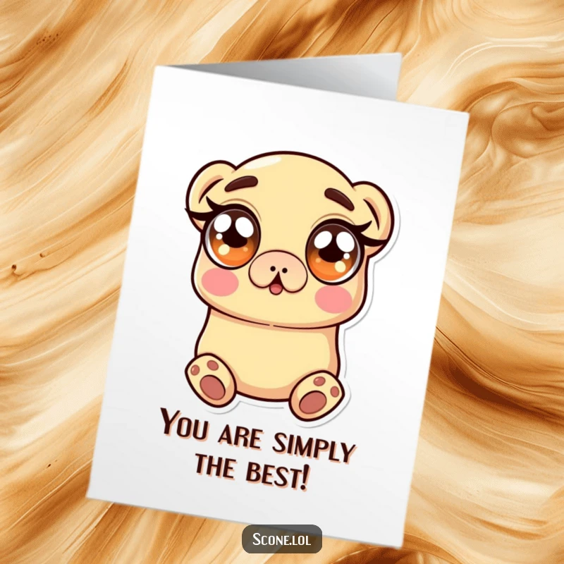 Funny Free Printable Thank You Card of a scone character with wide, sugary eyes in utter surprise, a delightful thank you.