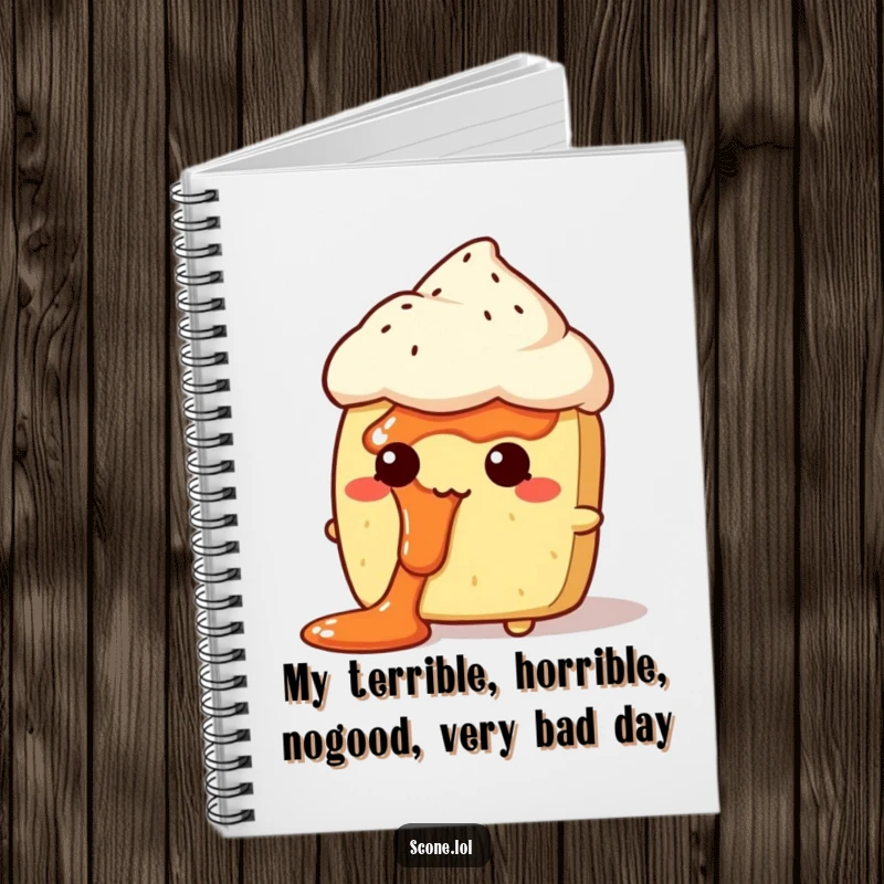 Funny Jam Face Scone Notebook: A lined notebook with a cover showing a scone character looking comically bewildered, with jam on its face.