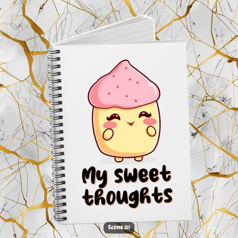 Funny notebook with a blushing scone receiving a compliment, inspiring sweet thoughts and creative writing.