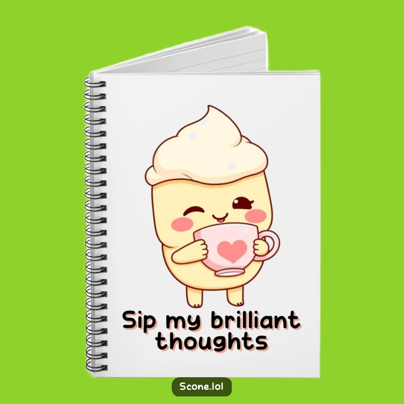 Funny Scone Notebook with Teacup - Jot Down Thoughts with a Wink - Gift for Writers