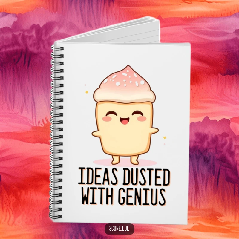 Funny Scone Sugar Rush Notebook: A lined notebook with a cover showing a scone character beaming with delight, powdered sugar flying.