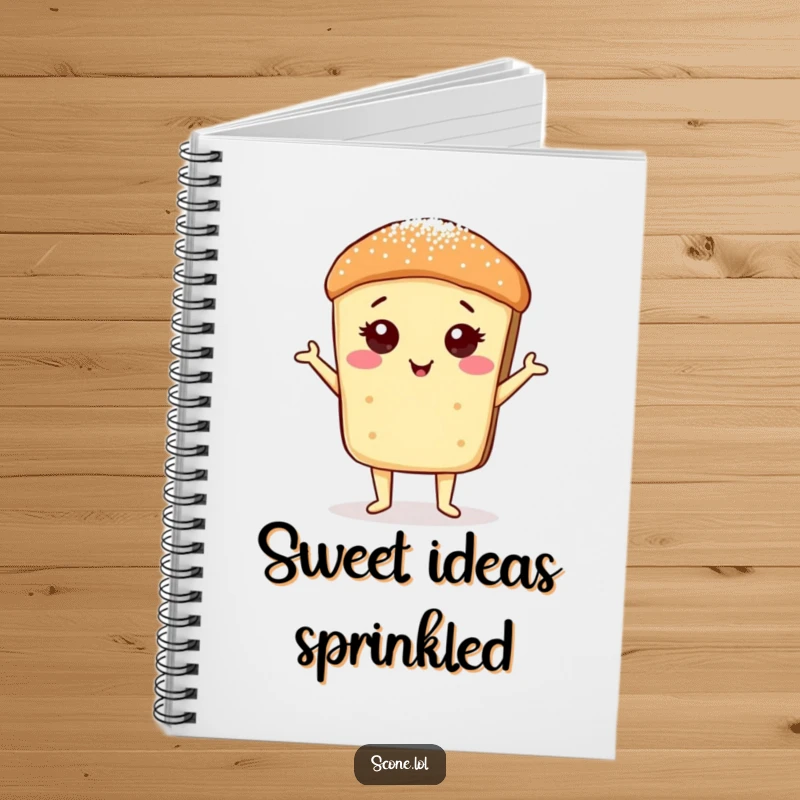 Funny Scone Sugar Dust Pose Notebook: A notebook cover with a proud, sugar-dusted scone, ready for jotting down notes.