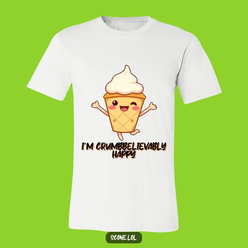 Funny Jumping Scone T-Shirt in Cream Hat - A Hilarious and Playful Gift Tee