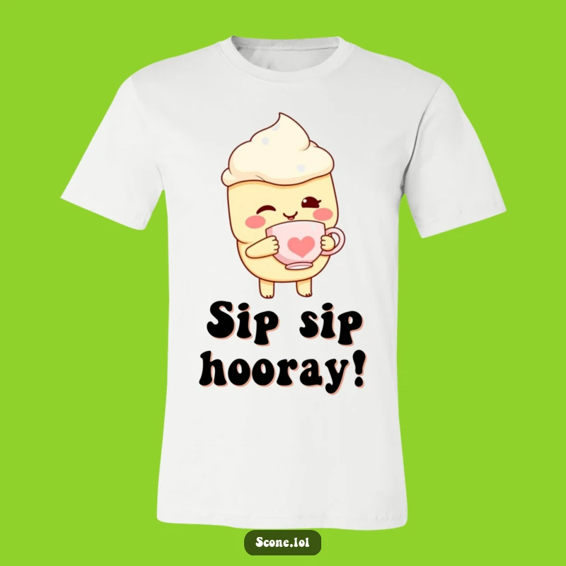 Funny Winking Scone T-Shirt with Teacup - Gift a Piece of Playful Charm