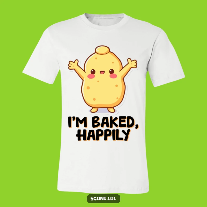 Funny Happy Scone T-Shirt: Embrace Life with Open Arms Pastry