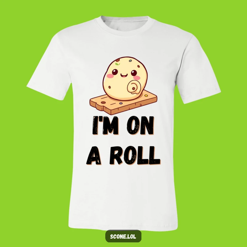Funny Scone Rolling Down Pastry Board T-Shirt - Hilarious Baking Gift for Everyone!