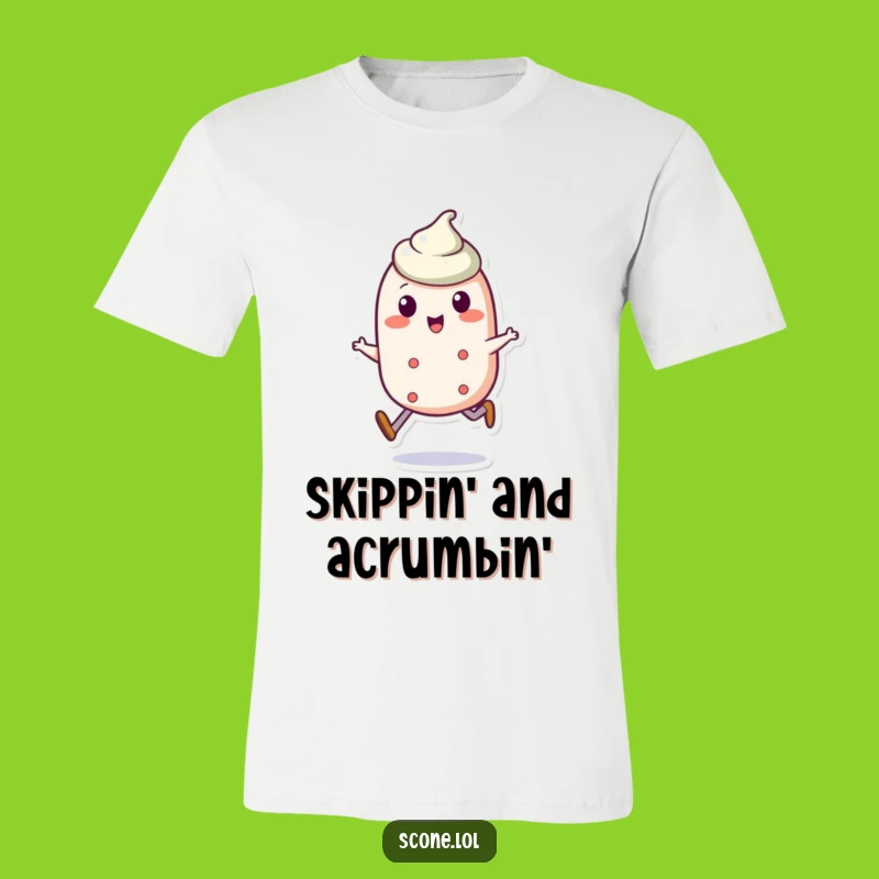 Funny Scone Skip T-Shirt: Jaunty Character Tee for a Cheerful Gift