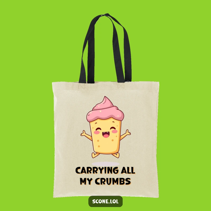 Funny Scone Tote Bag: Carry Your Goods with this Joyful Jumping Baked Good, Great Funny Gift