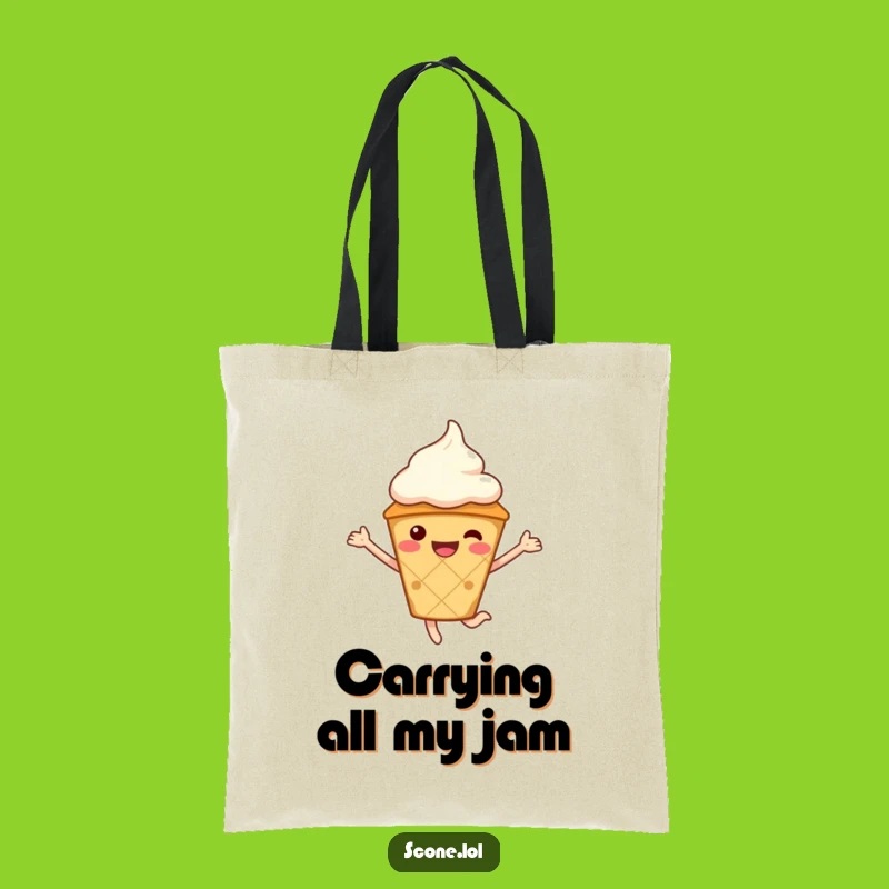 Funny Scone Tote Bag with Cream Hat, Carry Your Fun in Style - Eco Gift