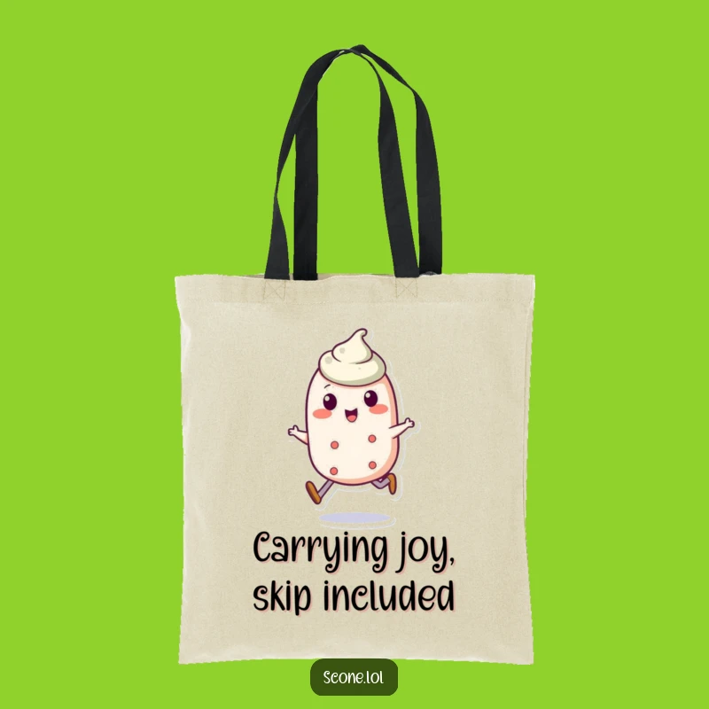Funny Scone Skip Tote Bag: Jaunty Character Carry-All Gift of Cheer