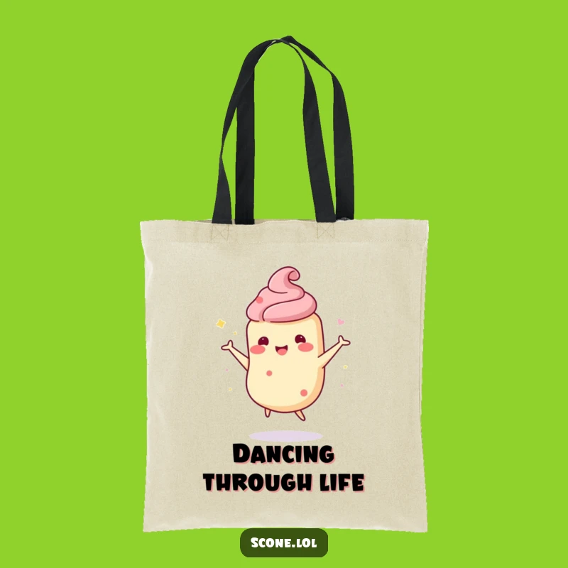 Funny Scone Dance Tote Bag: Wobbly Character Carry-All Gift of Joy