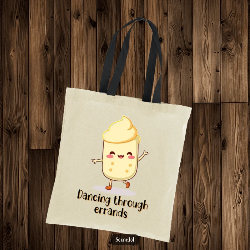 Funny Scone Dancer Tote Bag: A sturdy tote showcasing a scone character in mid-dance, performing a merry jig.