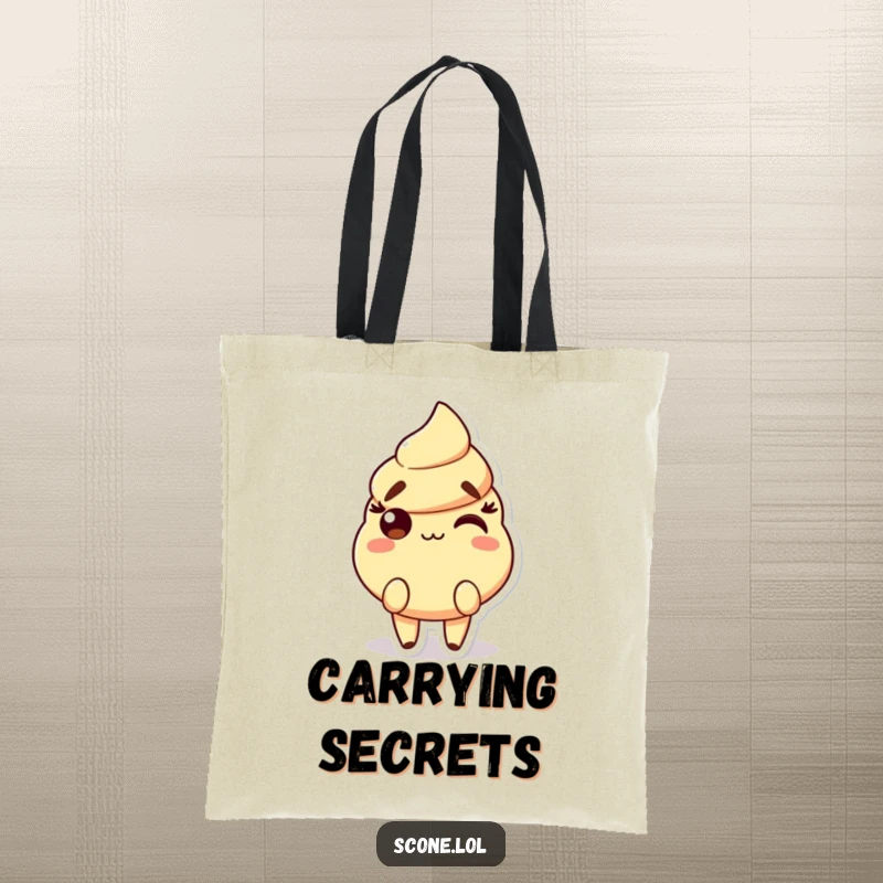 Funny Scone Tote Bag with a character showing raised eyebrows and a playful smirk, ideal for carrying treats with attitude.