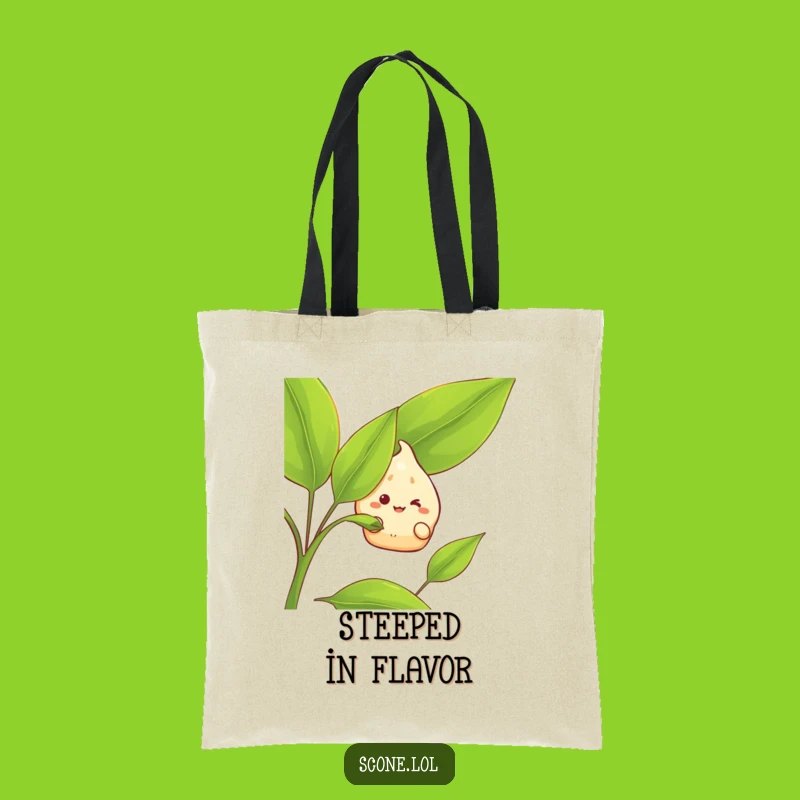 Funny Scone Tea Leaf Tote Bag: Grinning Character, Practical and Amusing Carry-All Gift