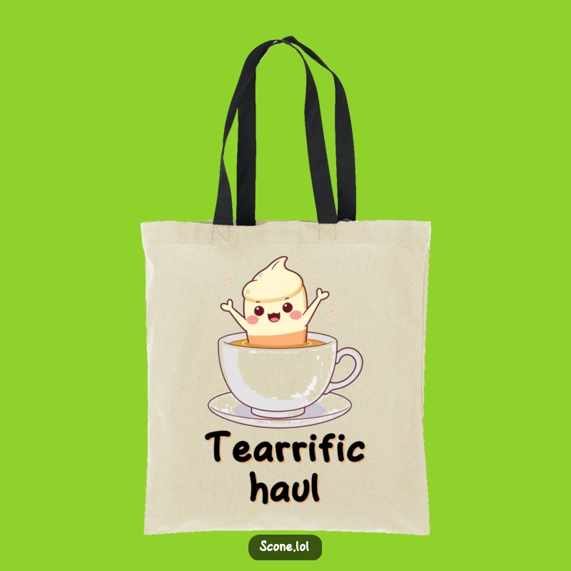 Funny Scone Tea Leap Tote Bag - Carry Your Brew Buddy